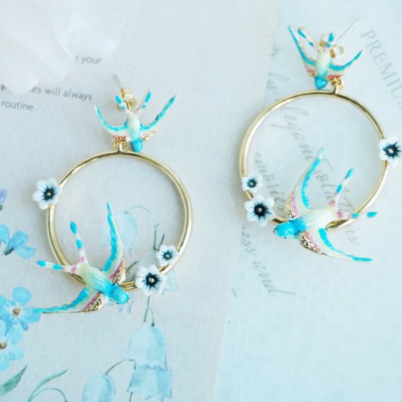 Brand new Bill skinner blue swallow earrings - Picture 4 of 10